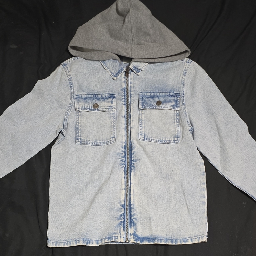 Children's Denim Jacket with Gray Hood